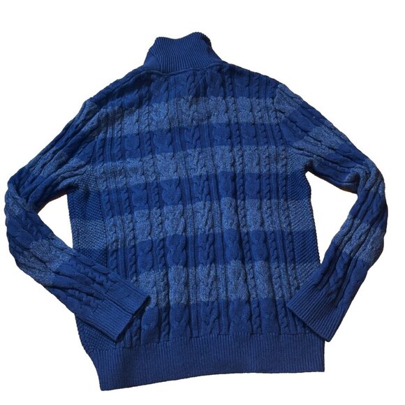 Tommy Hilfiger Chunky Knit Sweater Mens XL Navy Mock Neck Fisherman Pullover Y2K - Picture 5 of 5